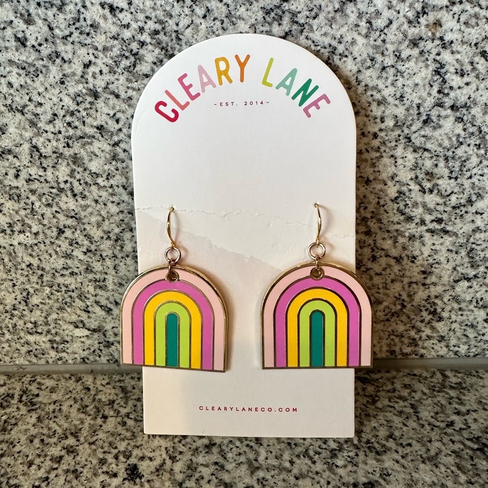 Cleary Lane Gold Rainbow Enamel Dangle Earrings